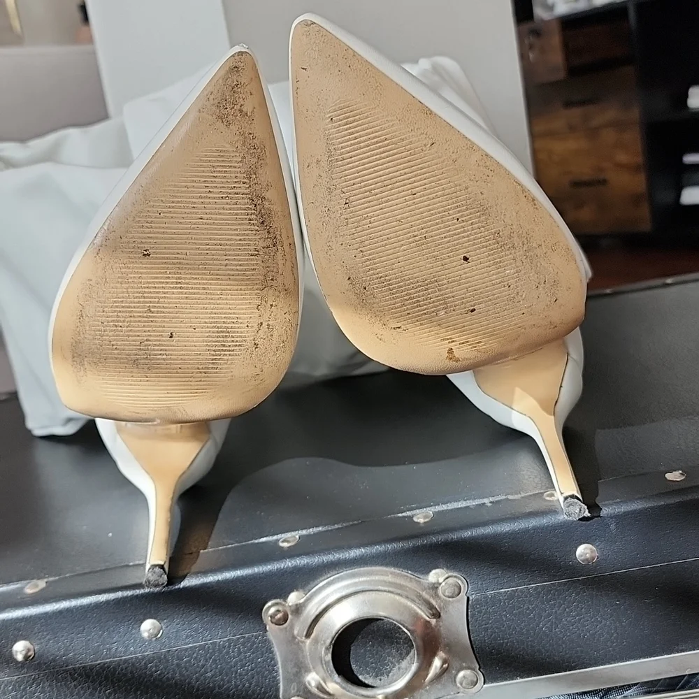 White Stiletto Thigh High Scrunch Boots - Picture 5 of 8